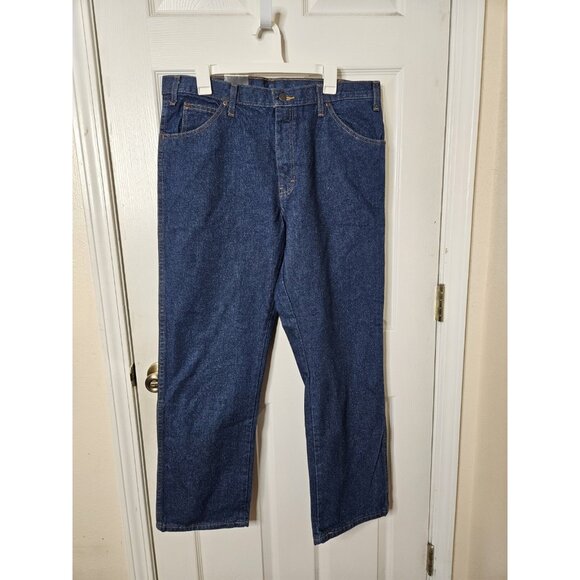 Dickies Work Jeans Mens 36x30 Blue Denim Pants 5 Pocket Straight Leg Boot NEW - Picture 1 of 7